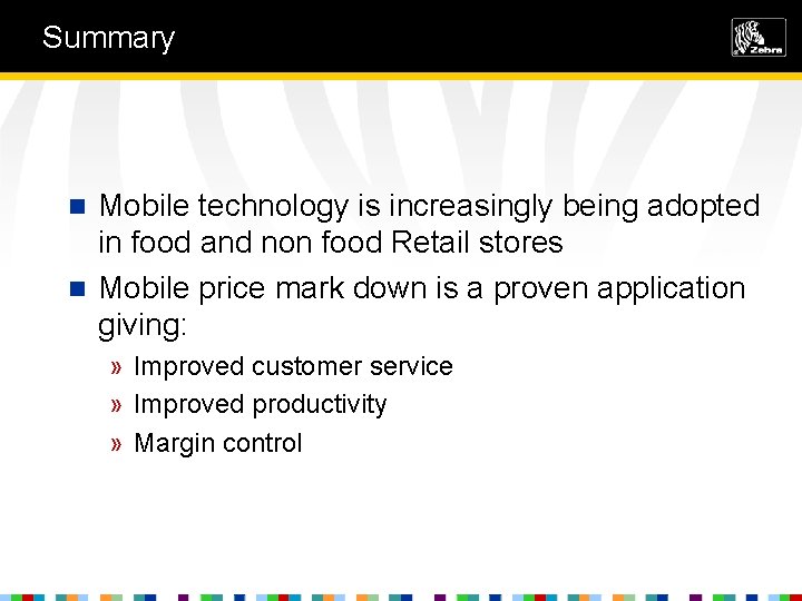 Summary Mobile technology is increasingly being adopted in food and non food Retail stores