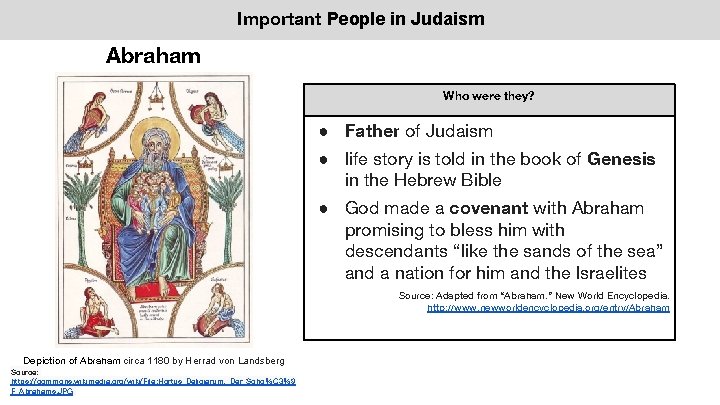 Important People in Judaism Abraham MOUNTAINOUS Who were they? ● Father of Judaism ●