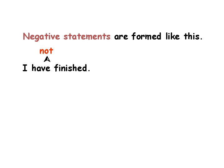 Negative statements are formed like this. not I have finished. 