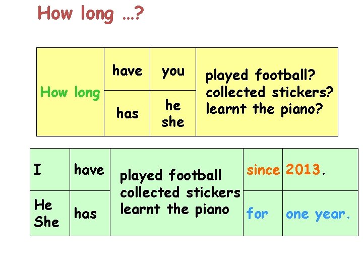 How long …? have you has he she How long I have He She