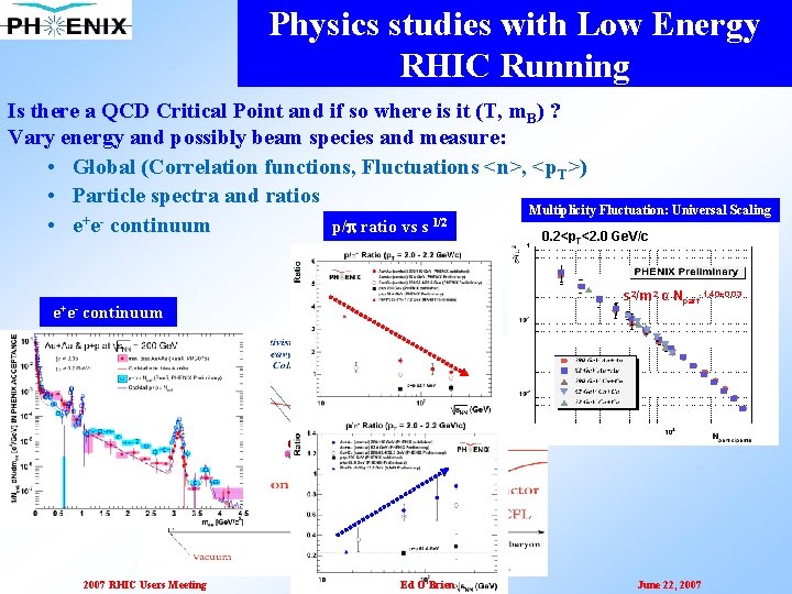 Physics studies with Low Energy RHIC Running Is there a QCD Critical Point and