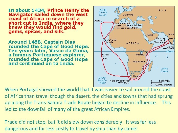 In about 1434, Prince Henry the Navigator sailed down the west coast of Africa