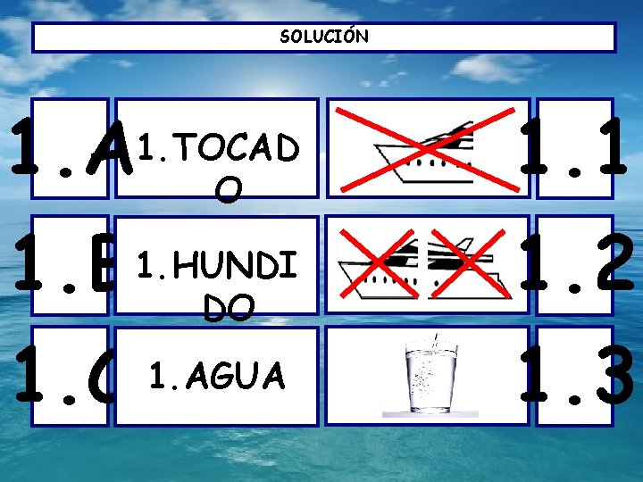 SOLUCIÓN 1. A 1. 1 1. B 1. AGUA 1. C 1. 2 1.
