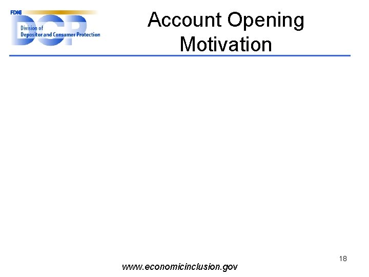 Account Opening Motivation www. economicinclusion. gov 18 