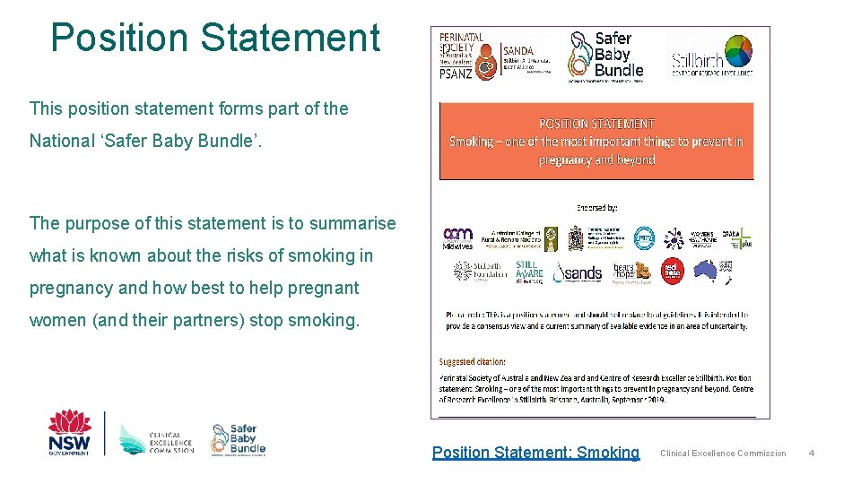 Position Statement This position statement forms part of the National ‘Safer Baby Bundle’. The