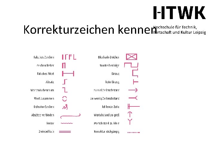 Korrekturzeichen kennen 