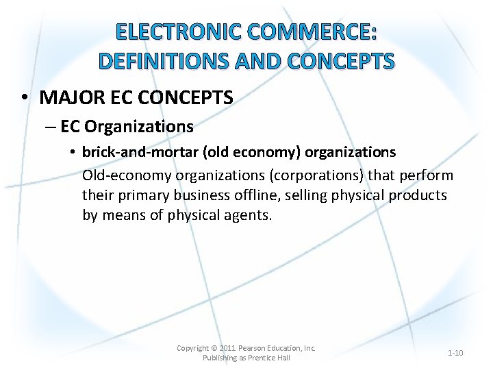 Chapter 1 Overview of Electronic Commerce LEARNING OBJECTIVES