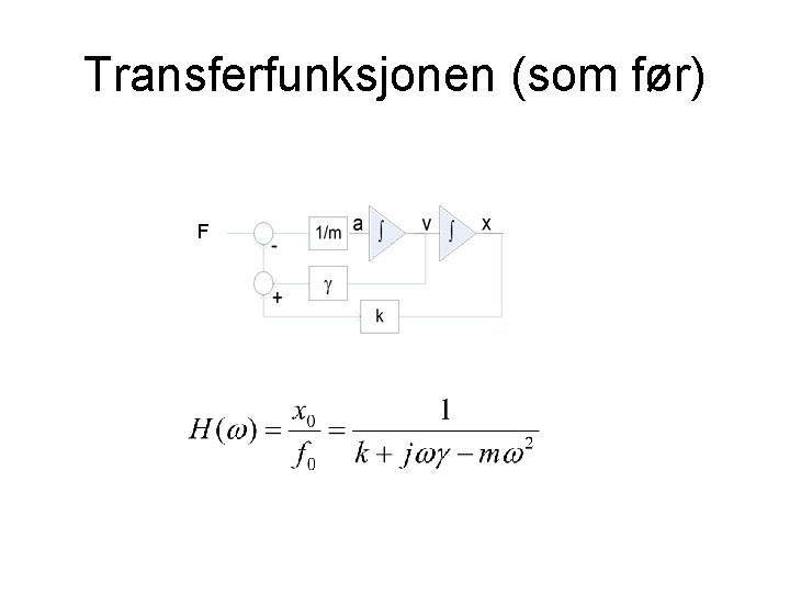 Transferfunksjonen (som før) F 