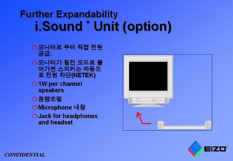 Further Expandability i. Sound * Unit (option) ¦ 모니터로 부터 직접 전원 공급. ¦