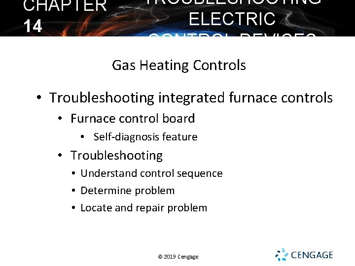 CHAPTER 14 TROUBLESHOOTING ELECTRIC CONTROL DEVICES Gas Heating Controls • Troubleshooting integrated furnace controls