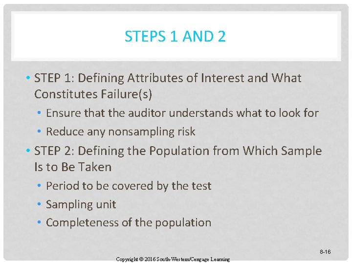 STEPS 1 AND 2 • STEP 1: Defining Attributes of Interest and What Constitutes