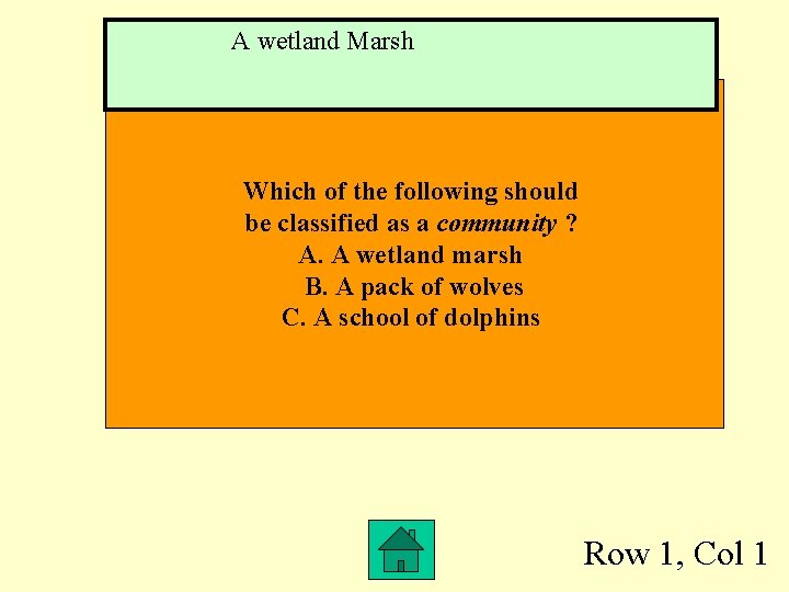 A wetland Marsh Which of the following should be classified as a community ?