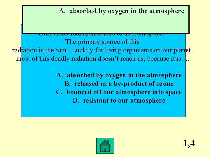 A. absorbed by oxygen in the atmosphere Ultraviolet radiation comes to us from space.