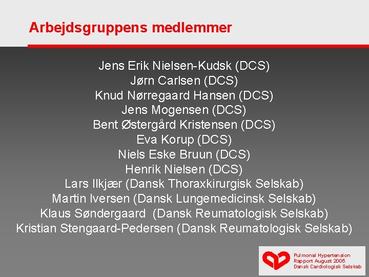 Arbejdsgruppens medlemmer Jens Erik Nielsen-Kudsk (DCS) Jørn Carlsen (DCS) Knud Nørregaard Hansen (DCS) Jens