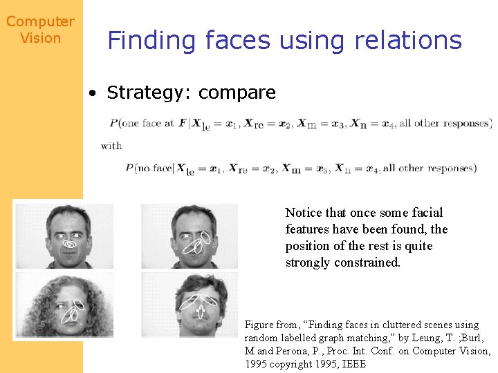 Computer Vision Finding faces using relations • Strategy: compare Notice that once some facial