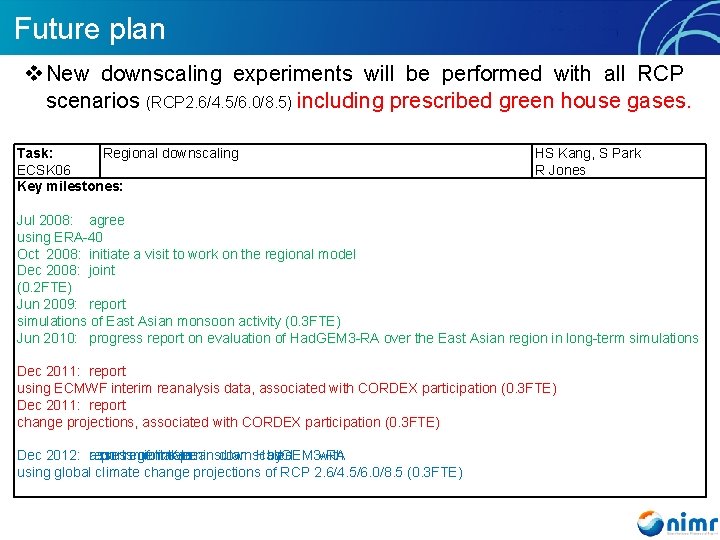 Future plan v New downscaling experiments will be performed with all RCP scenarios (RCP