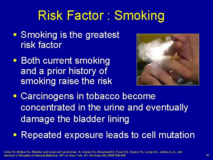 Risk Factor : Smoking § Smoking is the greatest risk factor § Both current
