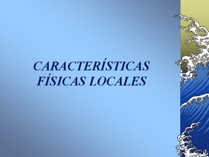 CARACTERÍSTICAS FÍSICAS LOCALES 