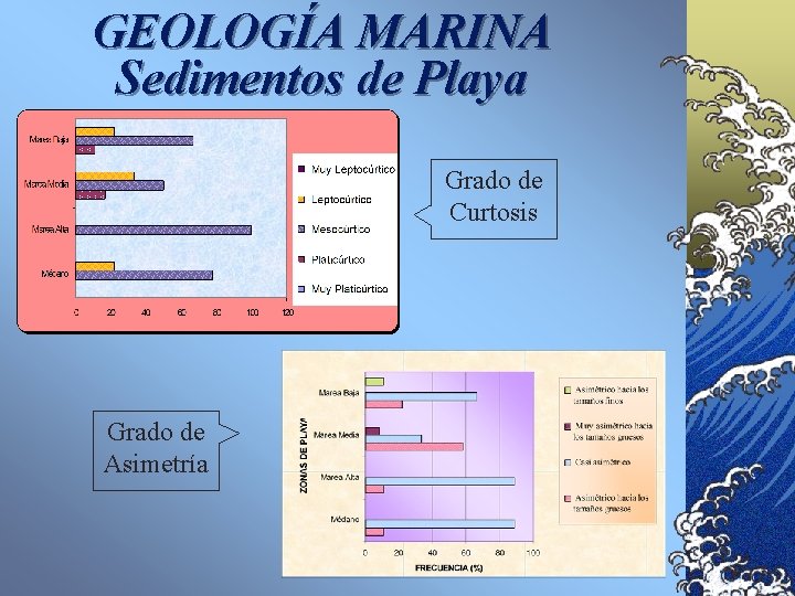 GEOLOGÍA MARINA Sedimentos de Playa Grado de Curtosis Grado de Asimetría 