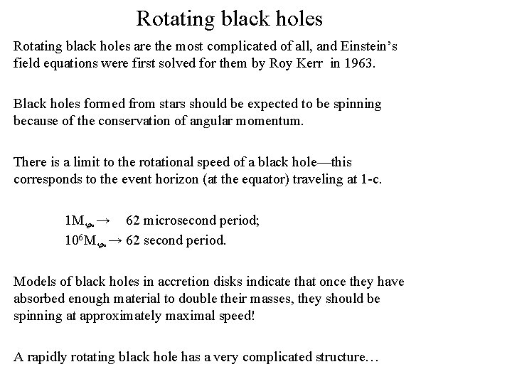 Rotating black holes are the most complicated of all, and Einstein’s field equations were