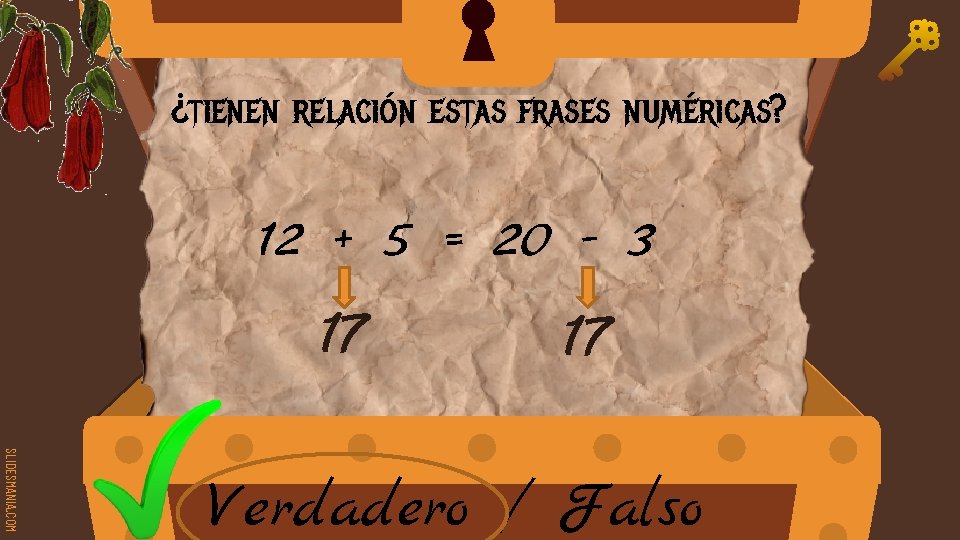 ¿tienen relación estas frases numéricas? 12 + 5 = 20 - 3 17 17