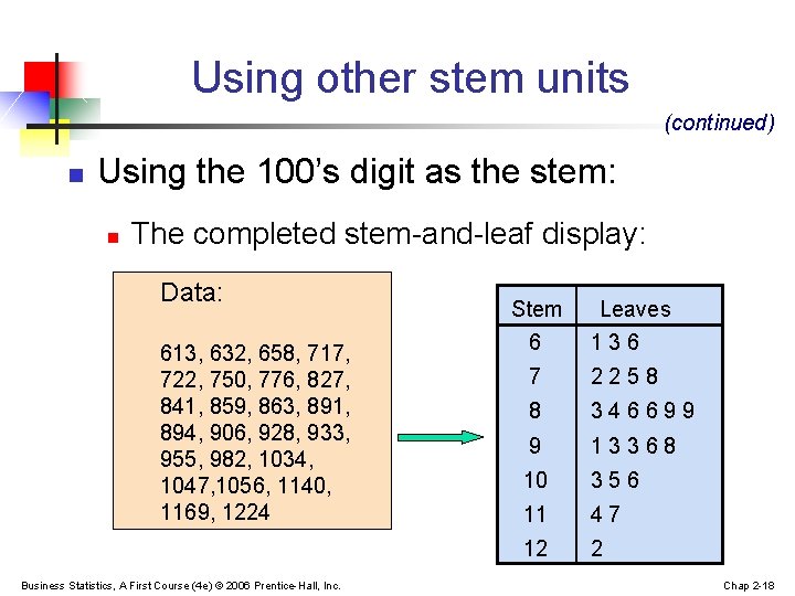 Using other stem units (continued) n Using the 100’s digit as the stem: n