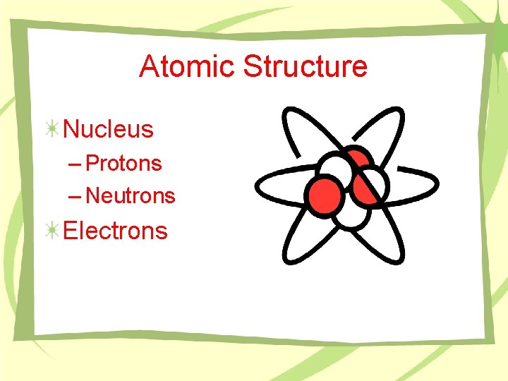 Atomic Structure Nucleus – Protons – Neutrons Electrons 