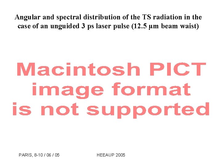 Angular and spectral distribution of the TS radiation in the case of an unguided
