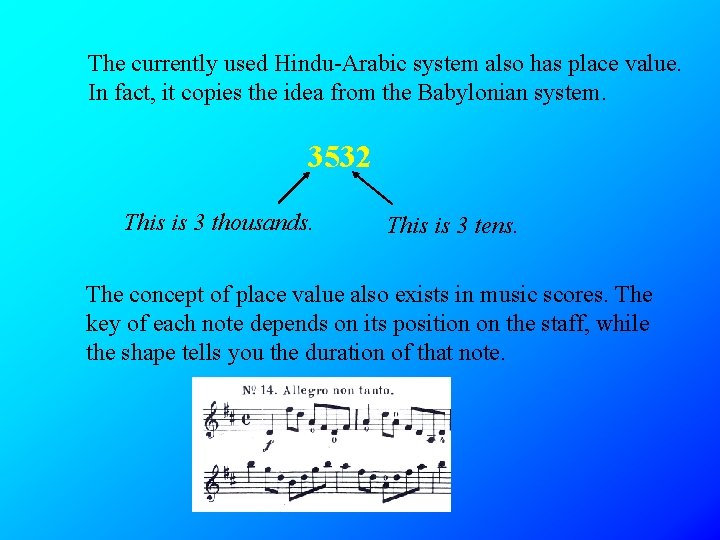 The currently used Hindu-Arabic system also has place value. In fact, it copies the