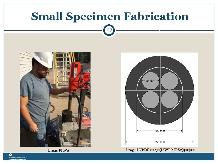 Small Specimen Fabrication 27 Image: FHWA Image: NCHRP 20 -30 (NCHRP-IDEA) project 