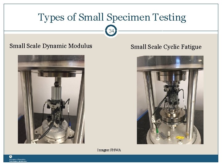 Types of Small Specimen Testing 34 Small Scale Dynamic Modulus Small Scale Cyclic Fatigue