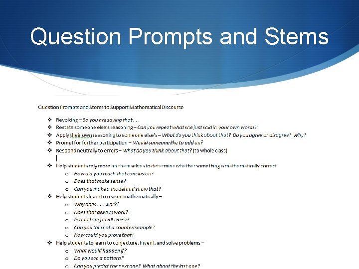 Question Prompts and Stems 