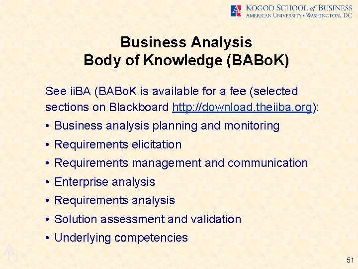 Business Analysis Body of Knowledge (BABo. K) See ii. BA (BABo. K is available