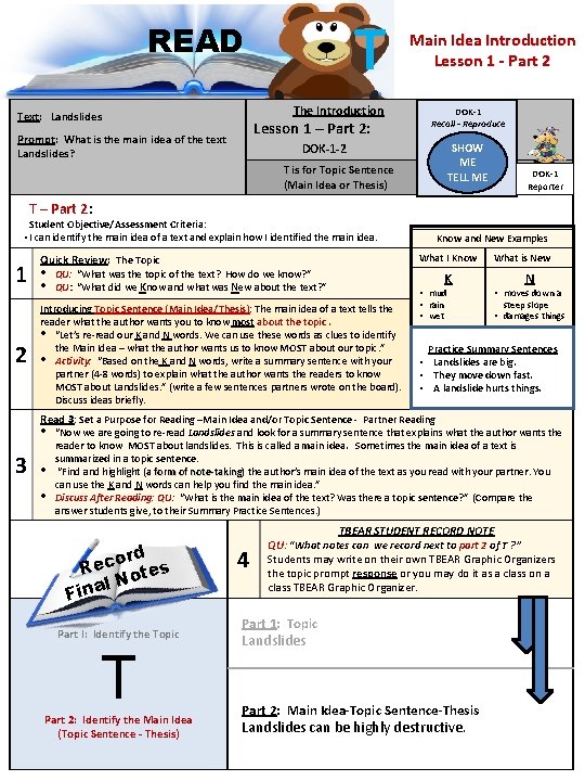 T READ The Introduction Text: Landslides Lesson 1 – Part 2: Prompt: What is T READ The Introduction Text: Landslides Lesson 1 – Part 2: Prompt: What is