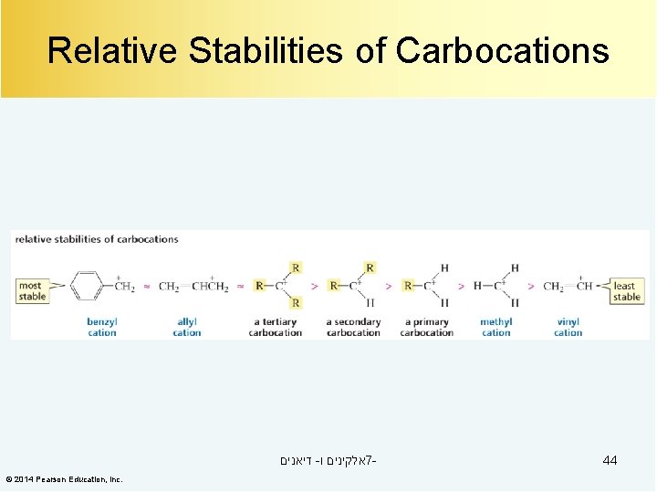 Relative Stabilities of Carbocations דיאנים - אלקינים ו 7© 2014 Pearson Education, Inc. 44