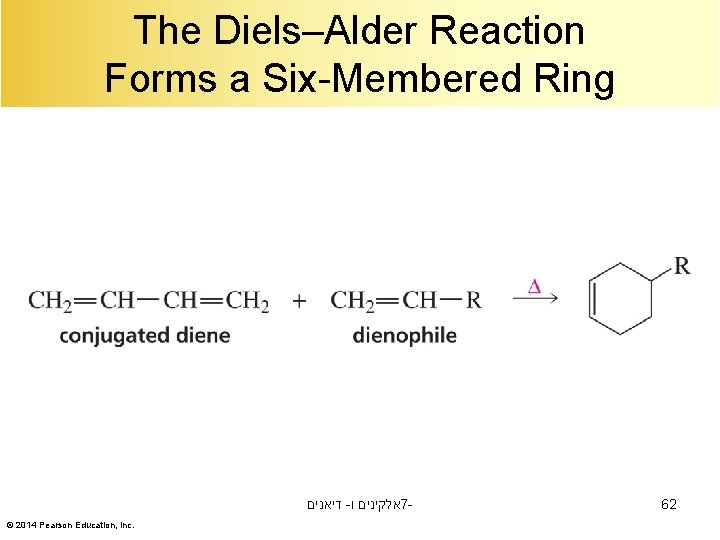 The Diels–Alder Reaction Forms a Six-Membered Ring דיאנים - אלקינים ו 7© 2014 Pearson