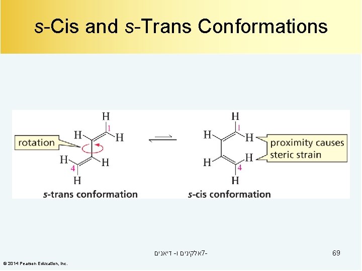 s-Cis and s-Trans Conformations דיאנים - אלקינים ו 7© 2014 Pearson Education, Inc. 69
