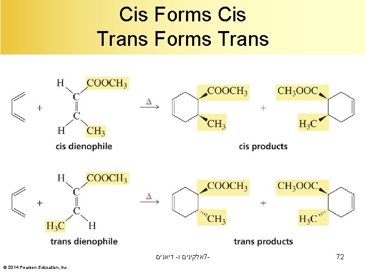 Cis Forms Cis Trans Forms Trans דיאנים - אלקינים ו 7© 2014 Pearson Education,