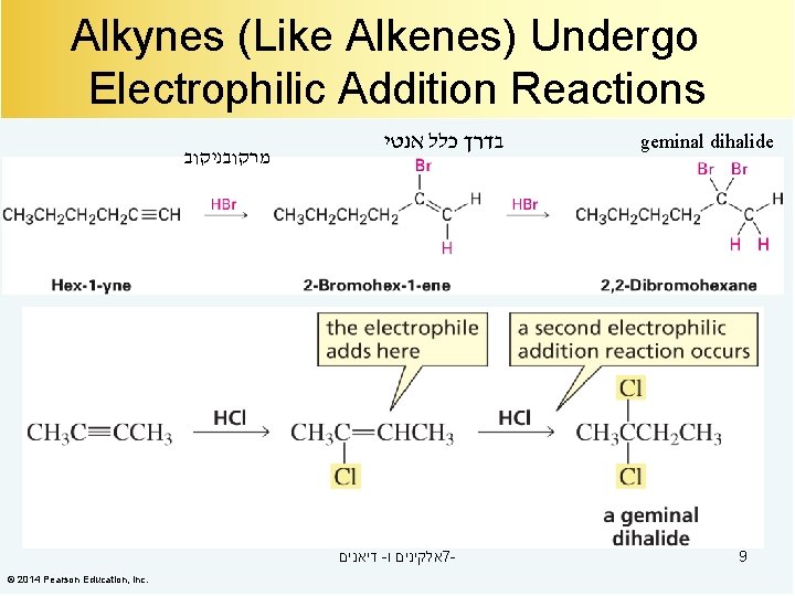 Alkynes (Like Alkenes) Undergo Electrophilic Addition Reactions מרקובניקוב בדרך כלל אנטי דיאנים - אלקינים