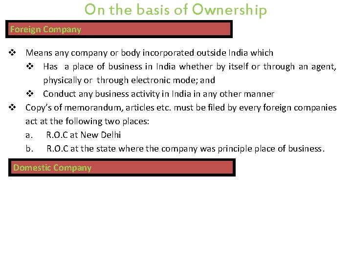 On the basis of Ownership Foreign Company v Means any company or body incorporated