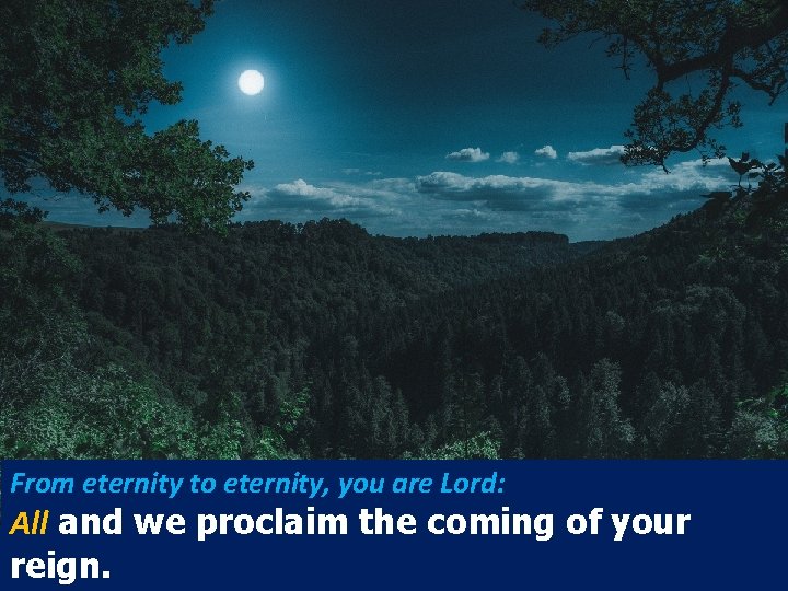 From eternity to eternity, you are Lord: All and we proclaim the coming of