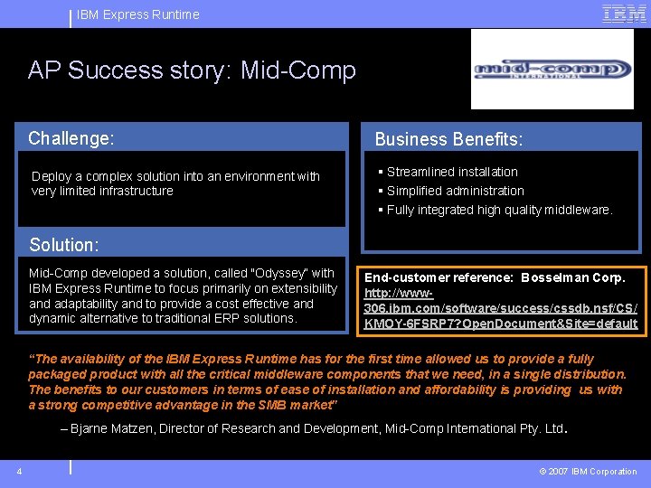 IBM Express Runtime AP Success story: Mid-Comp Challenge: Deploy a complex solution into an