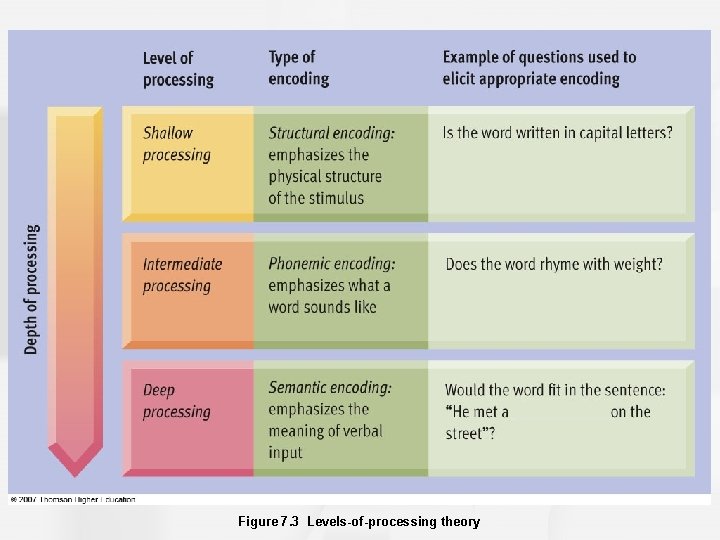 Figure 7. 3 Levels-of-processing theory 