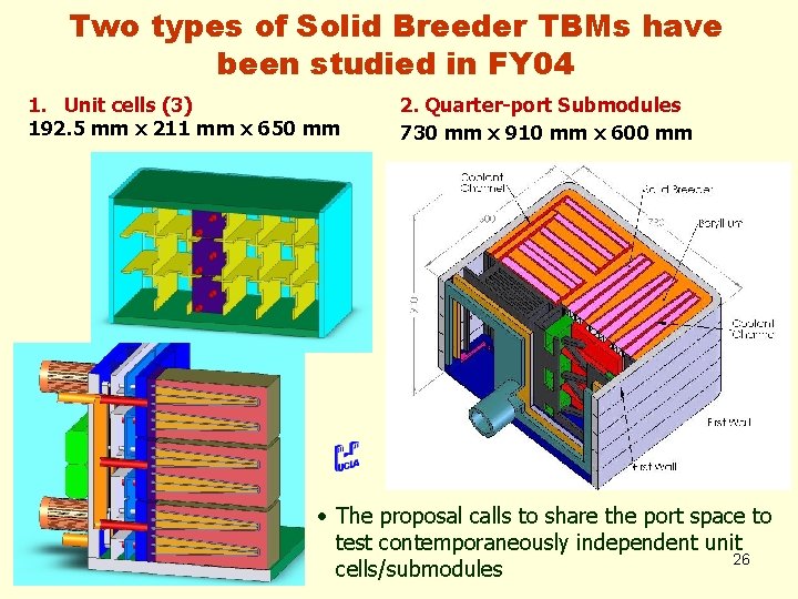 Two types of Solid Breeder TBMs have been studied in FY 04 1. Unit