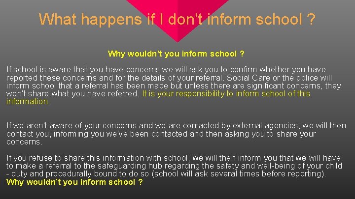 What happens if I don’t inform school ? Why wouldn’t you inform school ?