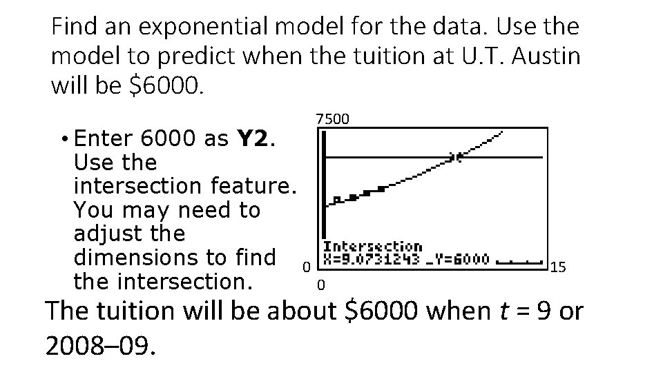 Find an exponential model for the data. Use the model to predict when the