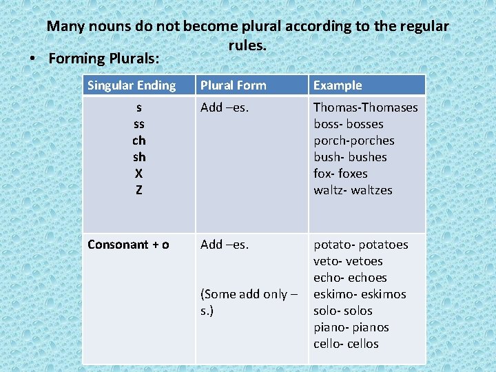 Singular and Plural Nouns By Mrs S Irizarry