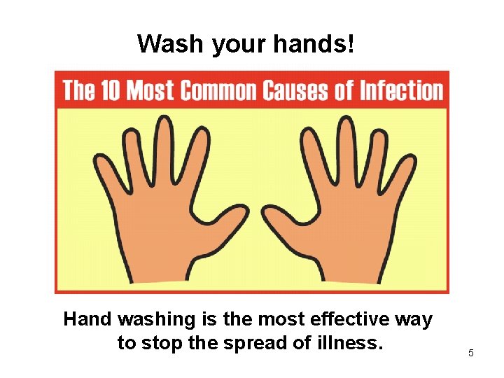 Wash your hands! Hand washing is the most effective way to stop the spread