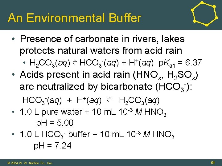 An Environmental Buffer • Presence of carbonate in rivers, lakes protects natural waters from