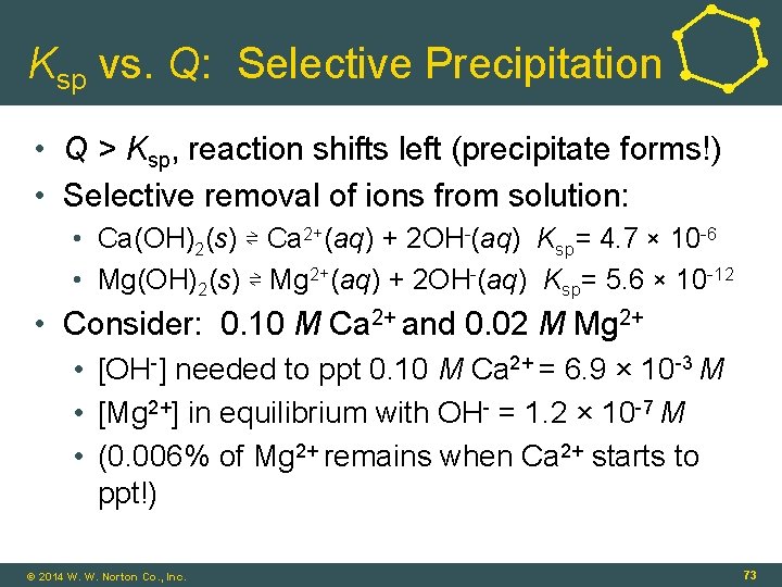 Ksp vs. Q: Selective Precipitation • Q > Ksp, reaction shifts left (precipitate forms!)